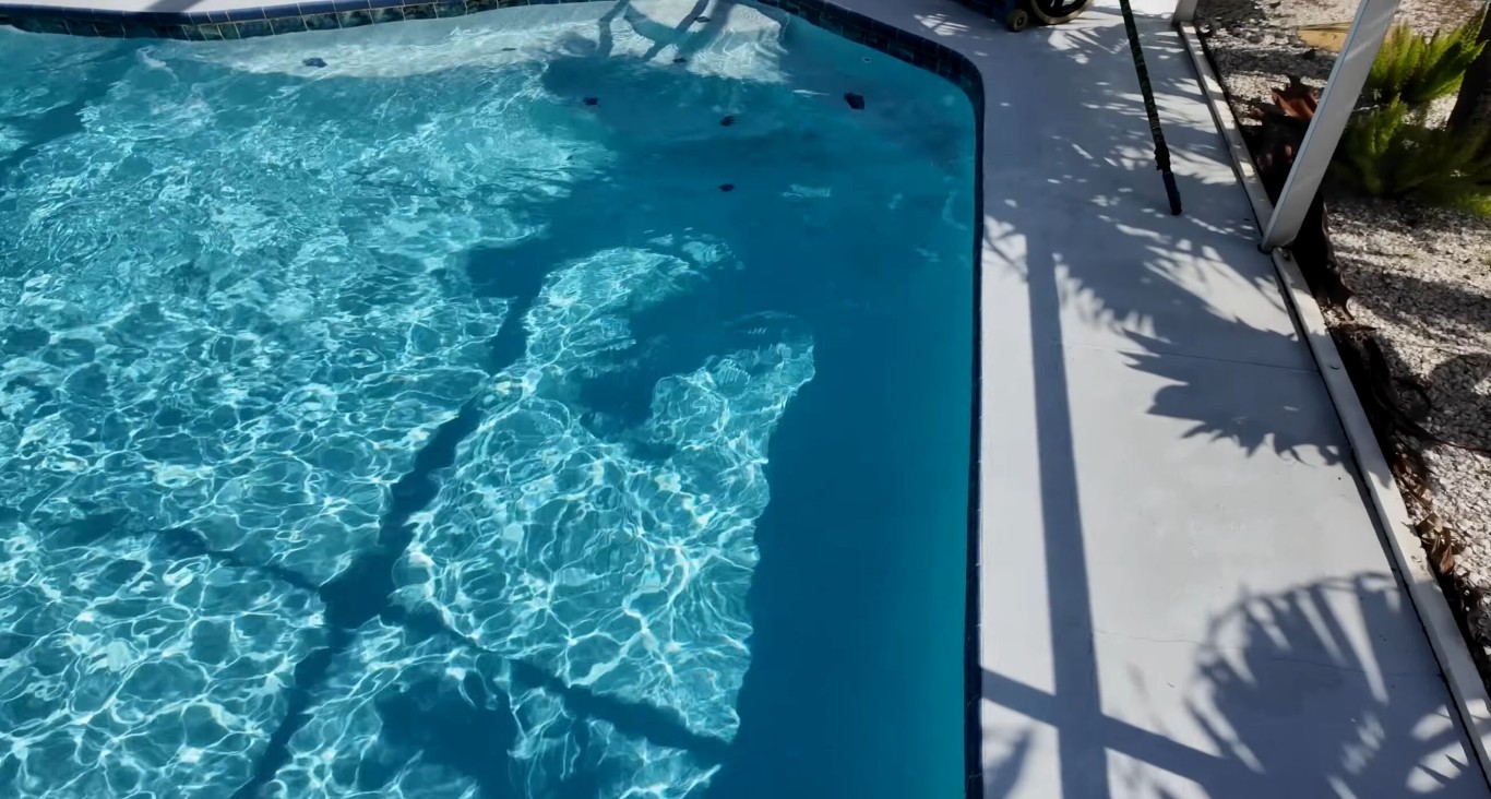 Crystal clear pool water after professional filter cleaning